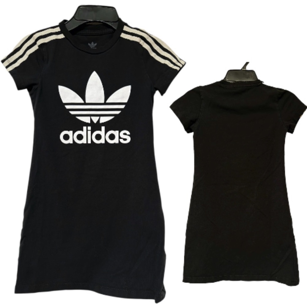 Adidas Black kids Dress with White Logo and Stripes
